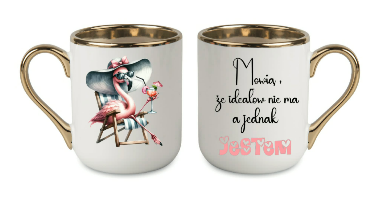 dzien kobiet 330ml kubek ceramiczny ze złotym rantem i uchem