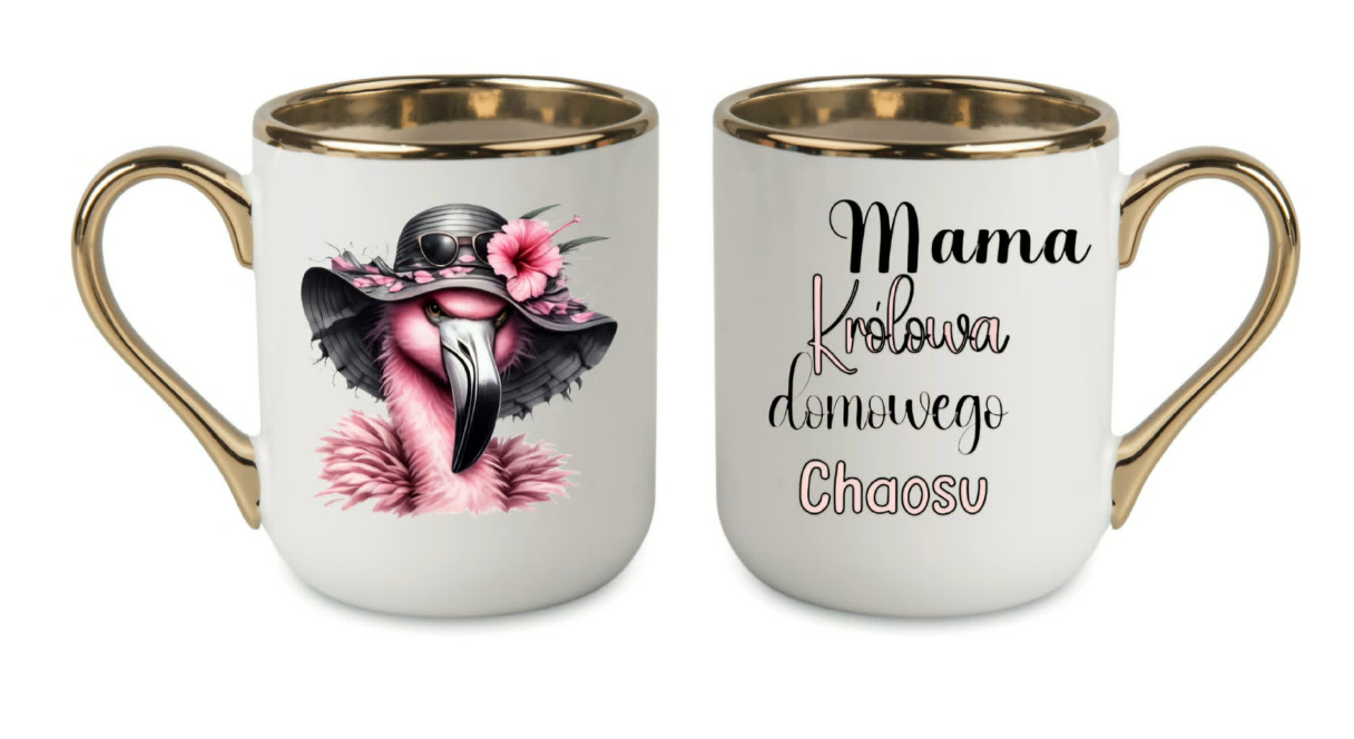 dzien kobiet 330ml kubek ceramiczny ze złotym rantem i uchem